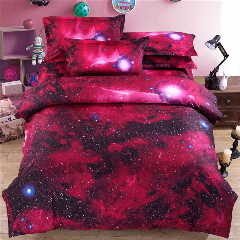 Housse de couette imprimée en 3D, double taille, Queen Size, avec taies d'oreillers, ensemble de literie, univers nocturne, Cosmos Galaxy, 2 pièces/3 pièces: S7 / Twin 150x210cm