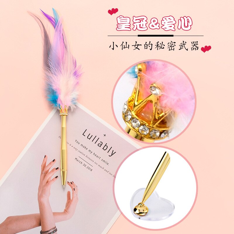 Pen Feather Quill Pen Ballpoint Pen Student Desk Pen With Pen Holder