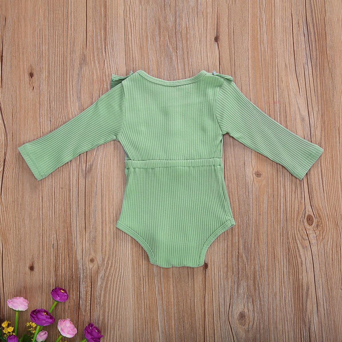 0-18 mois volants à manches longues body pour -né infantile bébé filles couleur unie noeud papillon combinaisons