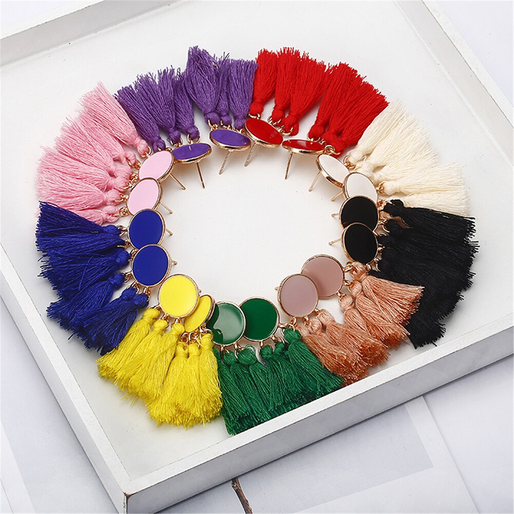 Handmade Tassel Earrings 2022 Trendy Bohemia 5 Colors Long Dangles Vintage Tassel Earrings For Women Jewelry