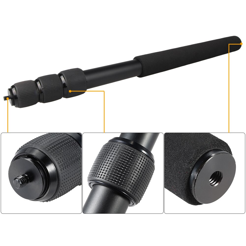 Protable Kompakte, Leichte Erweiterbar Mini 2in1 Zoomen Mikrofon Boom Pole Kamera Einbeinstativ gepolstert Griff Twist sperren 3 Abschnitte