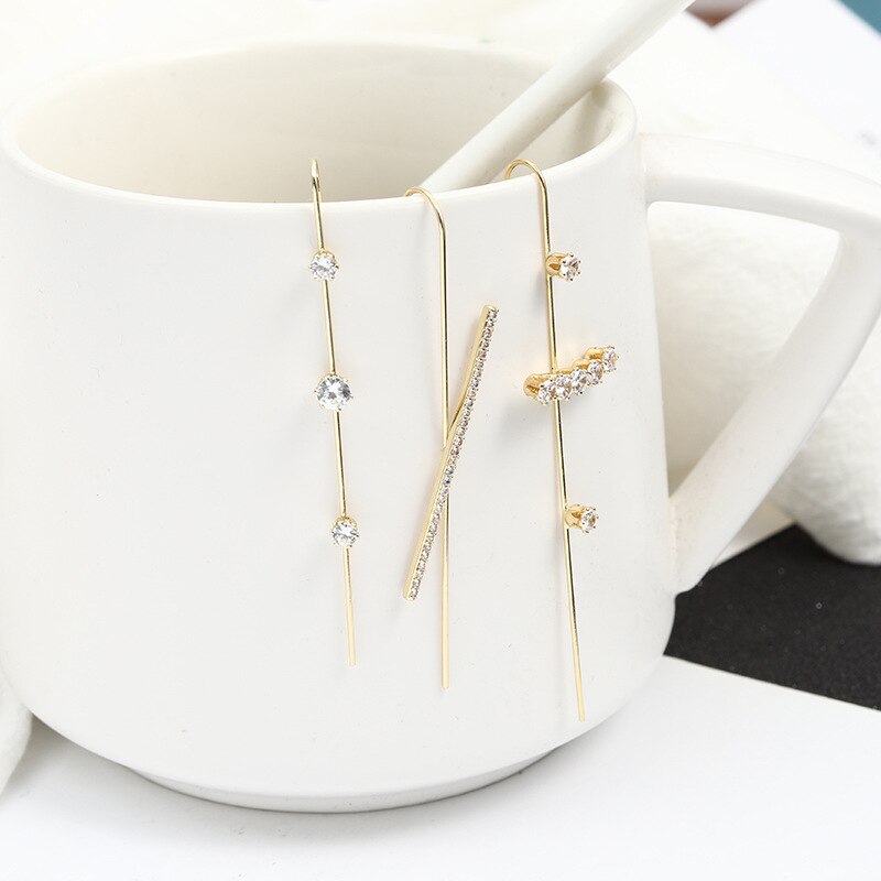 Boucles d'oreilles asymétriques Ins Style oreille strass boucles d'oreilles mignon percé Punk oreille bijoux rond Contour oreille os