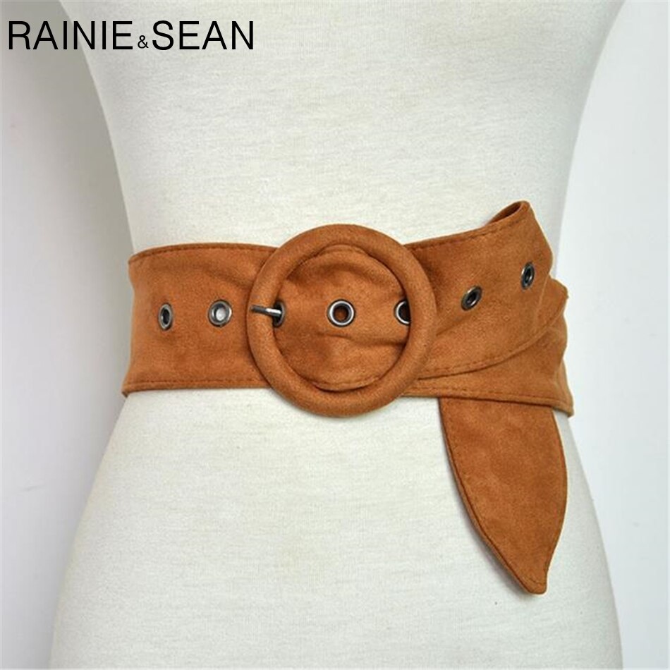 Cinturones de terciopelo para mujer, cinturón ancho de ante, color Beige, blanco, negro y marrón, corsé de otoño e invierno