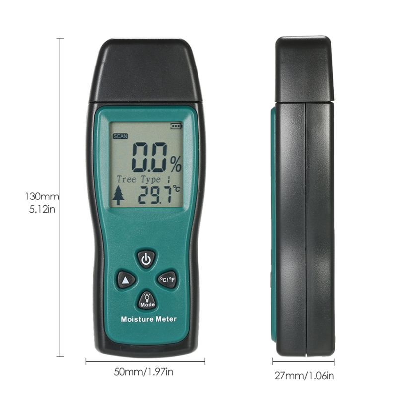 Two Pins Digital Wood Moisture Meter Wood Humidity Tester Timber Damp Detector LCD Display Probe Range 2%~70%