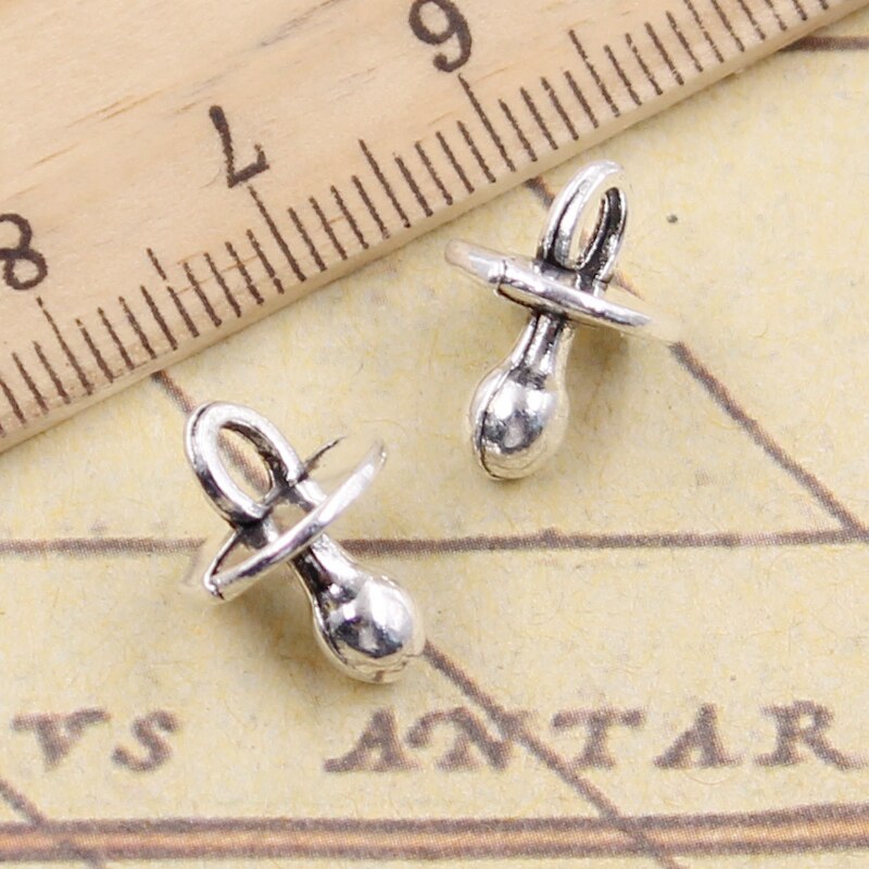 20Pcs Charms Baby Fopspeen Binky Bijtring 13X10X10Mm Tibetaanse Brons Zilver Kleur Hangers Antiek Maken diy Handgemaakte Craft