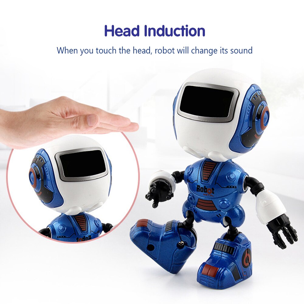 Induction Robot Alloy Body Lighting Effect Head Induction Joint Rotation Smart Robot Toy Perfect for Boys Kids Baby