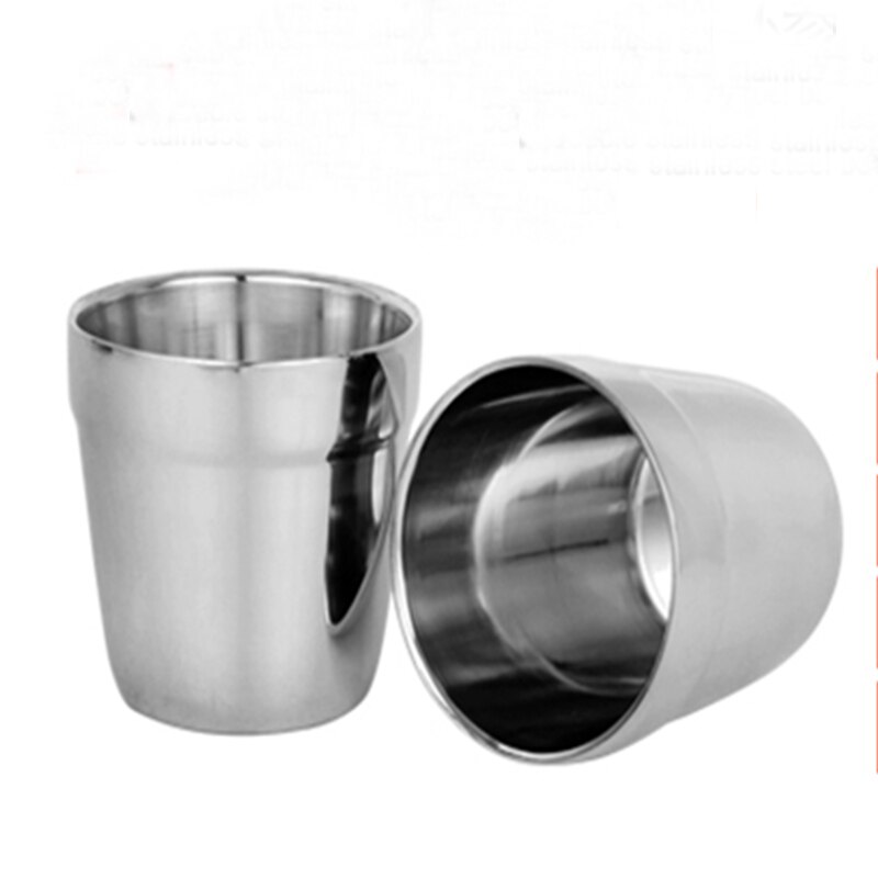 Tiartisan Double Wall Stainless Steel Water Cup Tea Mug Beer Glass for Coffee Wine Beer Water Cold Drinks Home Use RC368: 2 Pcs
