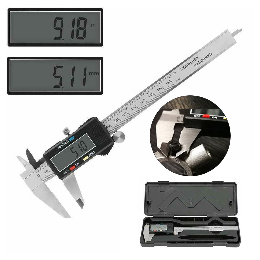 LCD Electronic Carbon Fiber Gauge Height Measuring Instruments Digital Vernier Calipers Measure 0-150mm 6inch Micrometer 0.1mm S