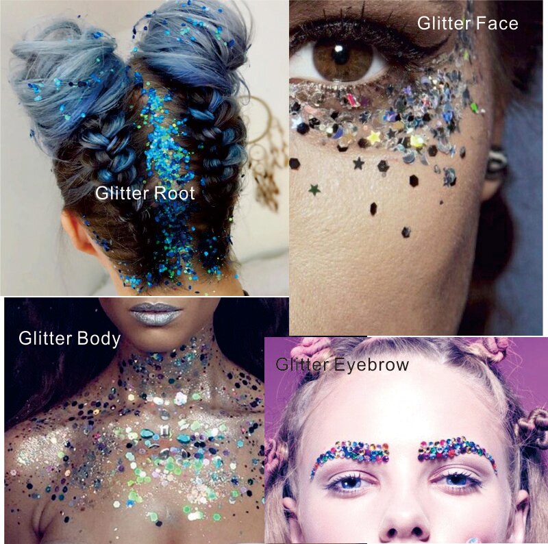 Gl10 en pakke blå mystisk havtema festival øyenbryn ansikt glitter fest sminke kosmetisk glitter kropp karneval dekor