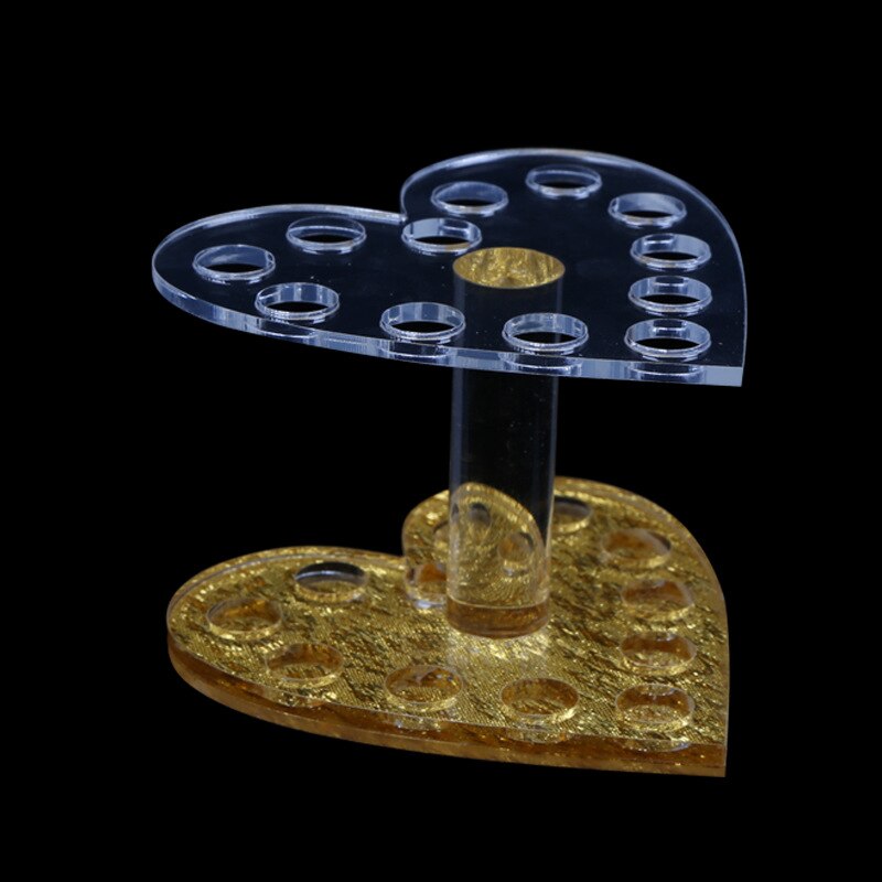 Nail thickening/thin acrylic pen holder gold and silver heart-shaped pen holder round pen holder nail tool: thin golden heart