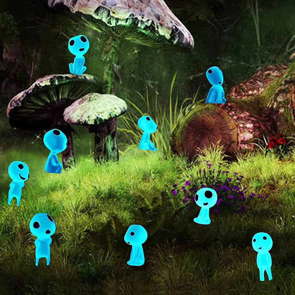 Minifiguras de elfos luminosos, decoración de pecera, Kodama, figuras que brillan en la oscuridad, microflores de jardín, adorno de paisaje en maceta, 10 Uds.