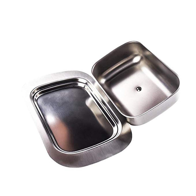 Upors smörlåda i rostfritt stål med lätt att hålla lock tårta dessert bröd serveringsbricka buffé mat behållare smör fat