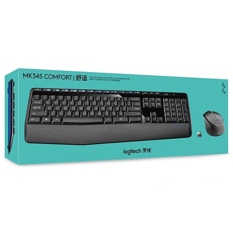 Logitech MK345 Wireless Keyboard and Mouse Combo Wireless Full-Size Key Mouse Set for Computer Home Office Game 100% Original