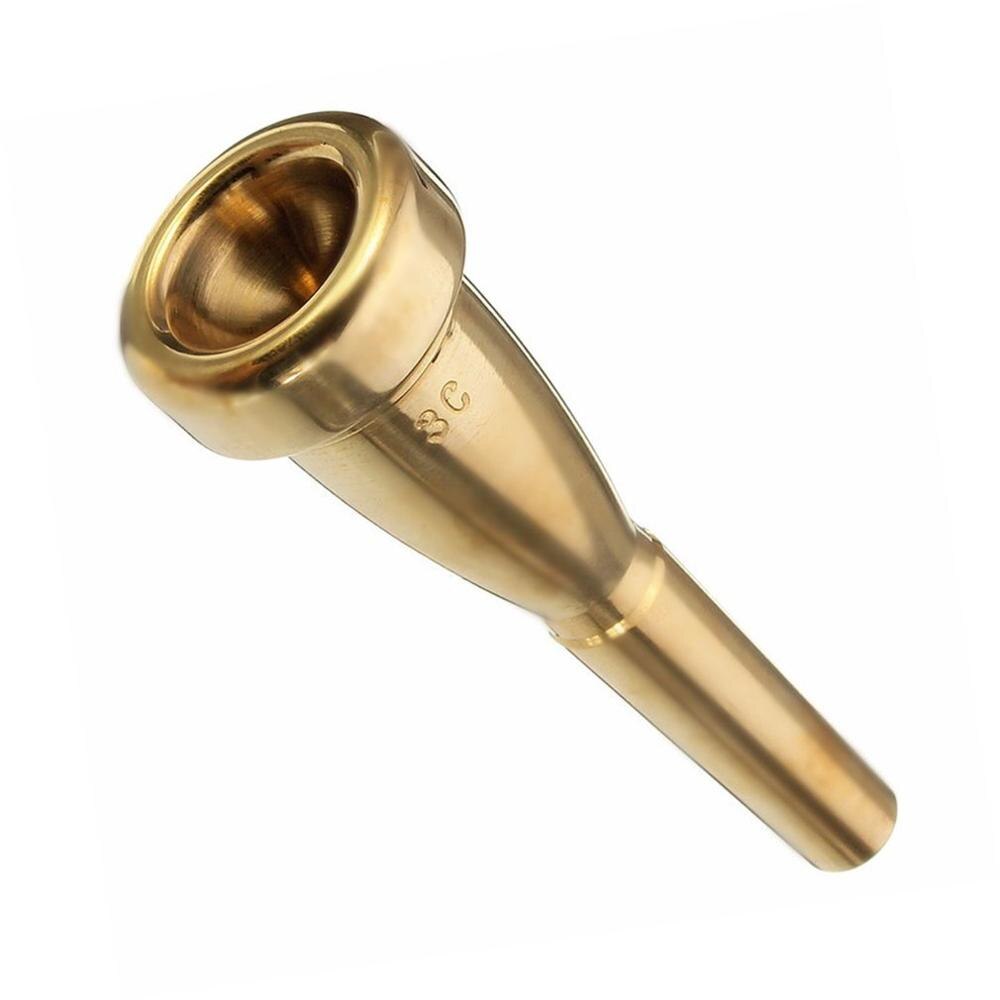 Boquilla de trompeta, tamaño moscada 3C, para principiantes de Bach, accesorios musicales de trompeta, piezas prácticas de oro y plata: Dorado