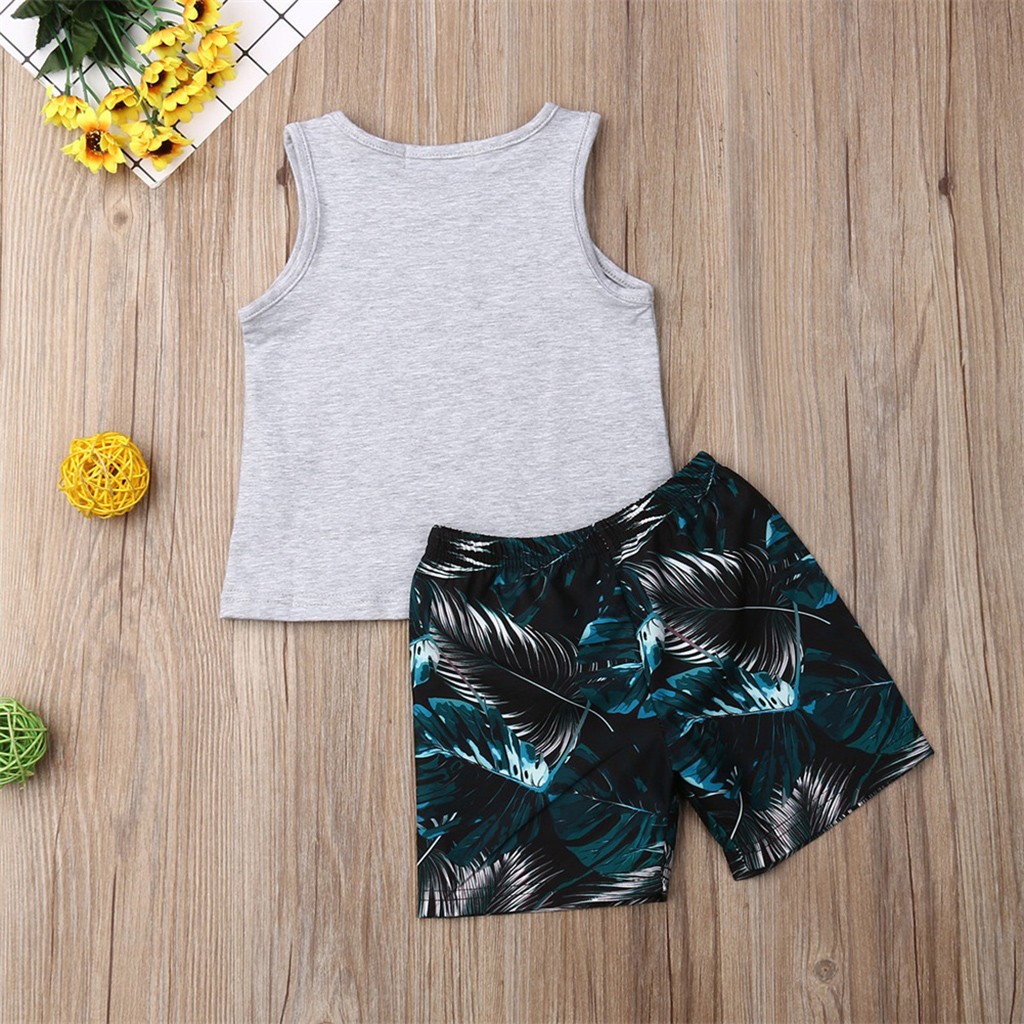 deportiva para niños y niñas, traje de playa para niños pequeños, chaleco sin mangas carta impresa, camisetas sin mangas y pantalones cortos, conjunto de camisa para ejercicio, Top #35