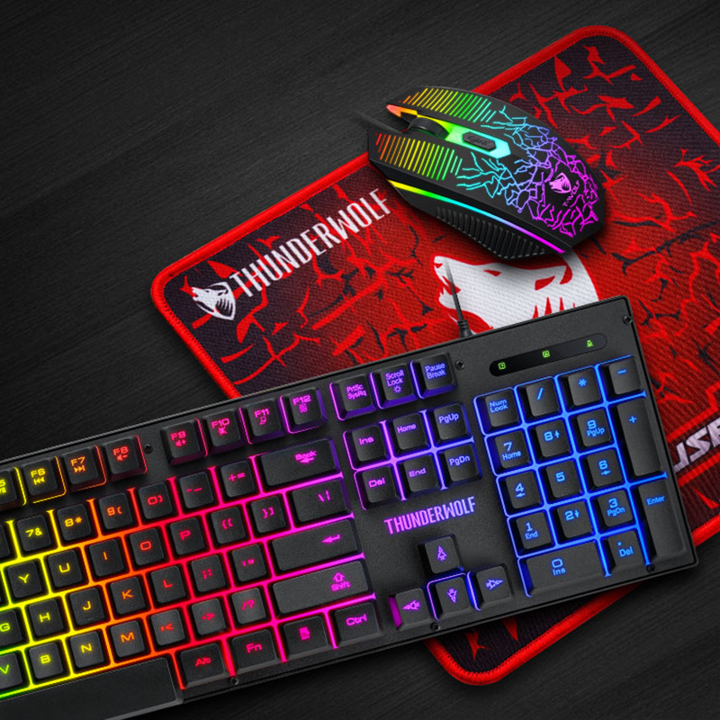 TF31 Gaming Keyboard And Mouse Wired 104 keys Gamer Keyboard USB Keyboard With RGB Backlit Rubber Keycaps For Game Computer PC