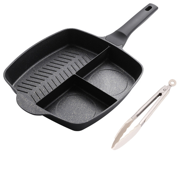 Sartén antiadherente 3 en 1 para hacer crepes, olla wok de cocina coreana, utensilios de cocina para desayuno, sartén para huevos: B