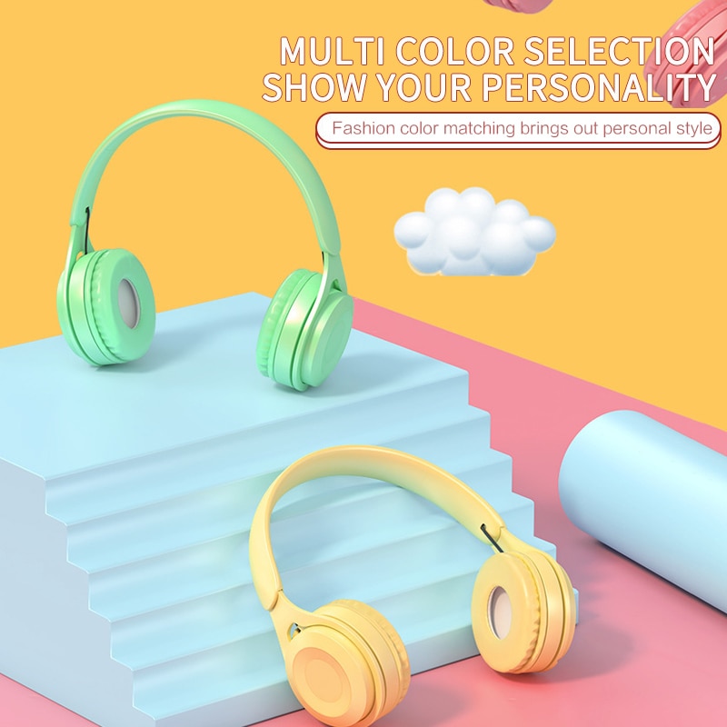 Kawaii Macaron-Stijl Met Microfoon Headset Draadloze Headset Koptelefoon Stereo Muziek Hoofdtelefoon Voor Kerstcadeau