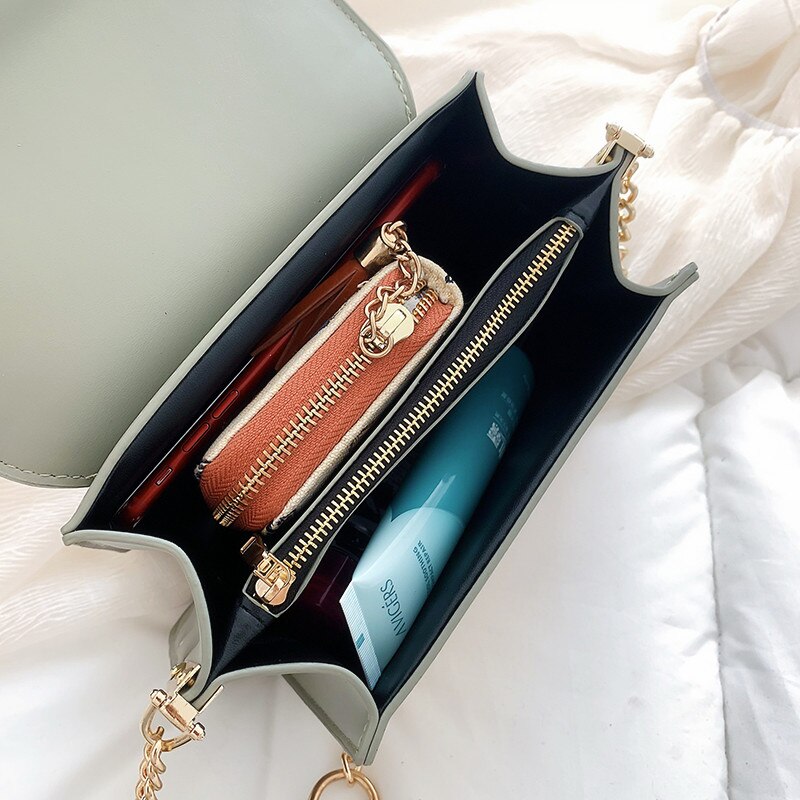 Korean style Chain Leather Crossbody Bags For Women Small Shoulder Messenger Bag Special Lock Female Travel Handbags