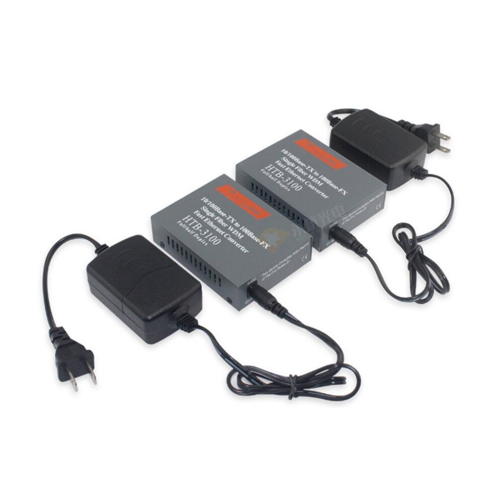 2Pcs Fiber Optical Transceiver 10/100 Mbps One Pair Fiber Media Converter POF Media Converter Single Mode Single Fiber