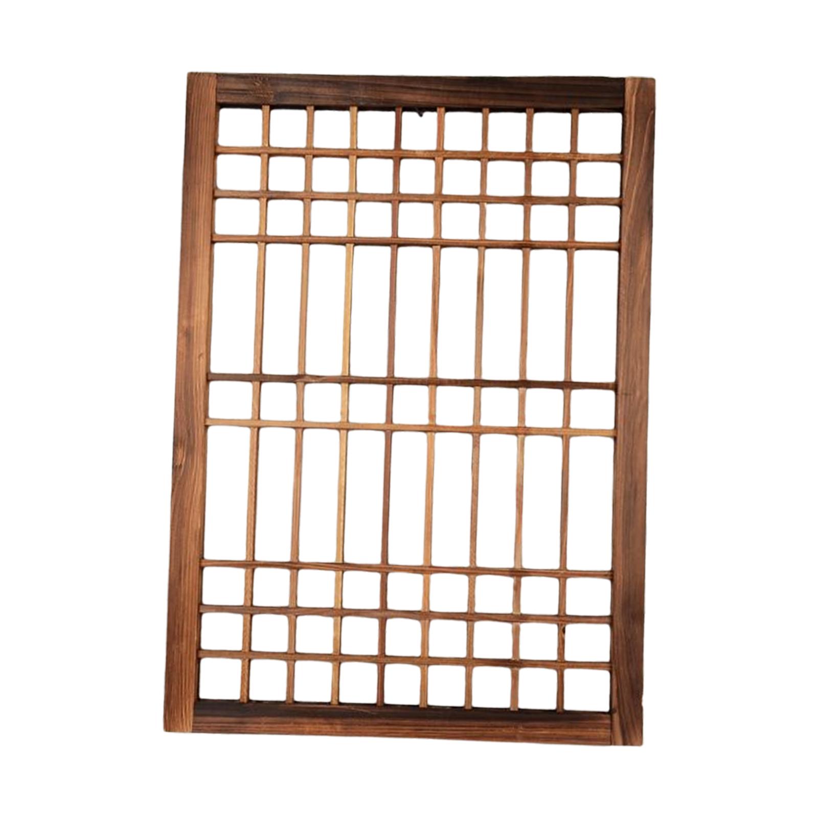 Wooden Window Frame Lattice Window Pane Wall Decor for Backyard, Patio, to Hang: WHITE