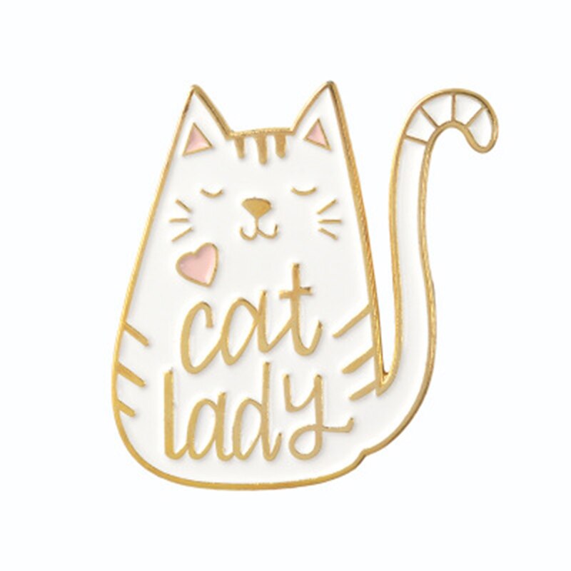Gato engraçado dos desenhos animados esmalte pino cão mãe e gato senhora broches preto branco animal filhote de cachorro gatinho crachá jóias presente para crianças amigos: Style 4