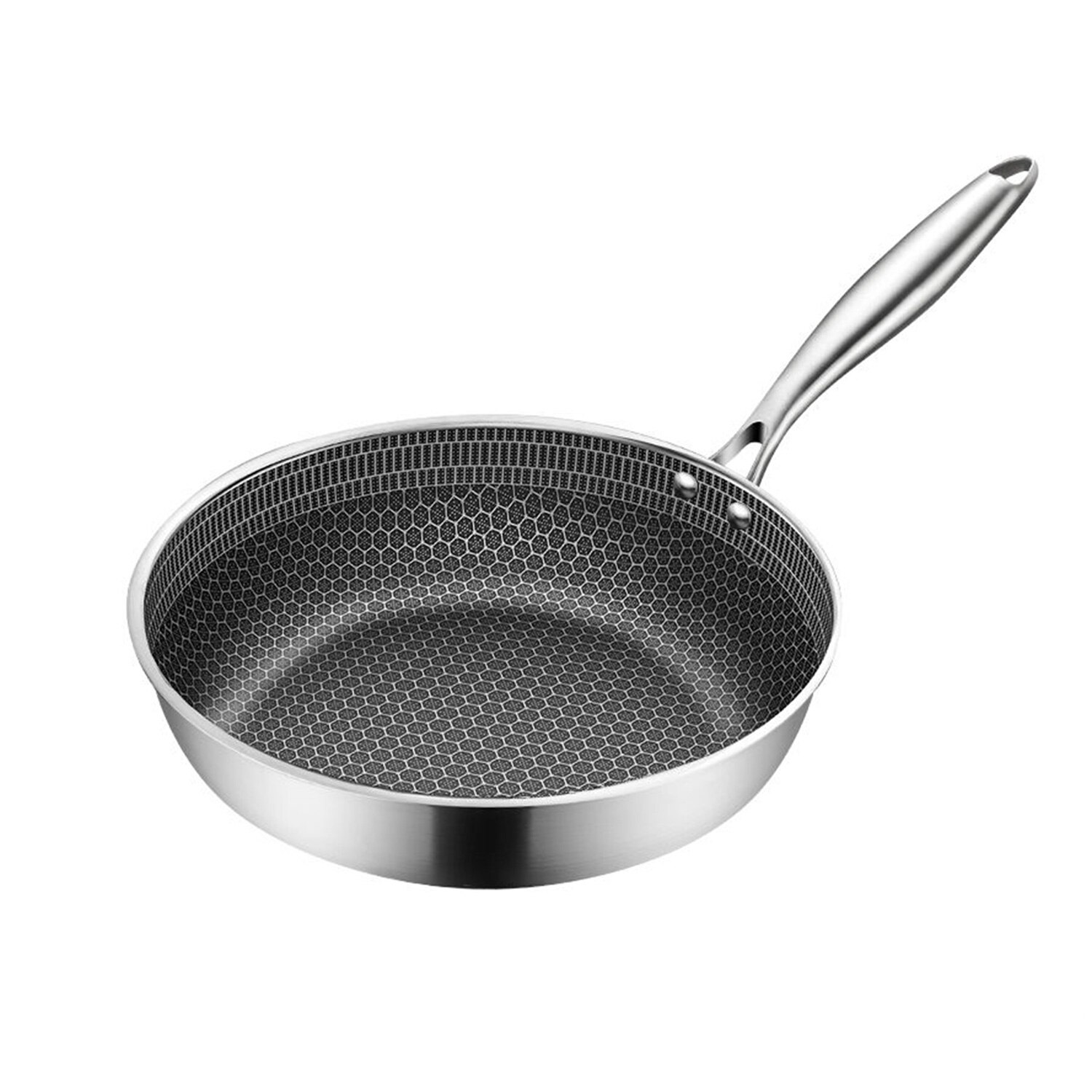 Schnesland Frying Pans 304 Stainless Steel Skillet Wok Pan Induction Cooker: 26cm