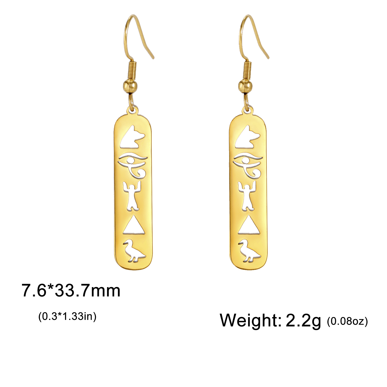 Skyrim Egyptian Ankh Hieroglyphs Earring for Women Stainless Steel Eye of Horus Earrings Ancient Egypt Cartouche Jewelry: Hot Stamping