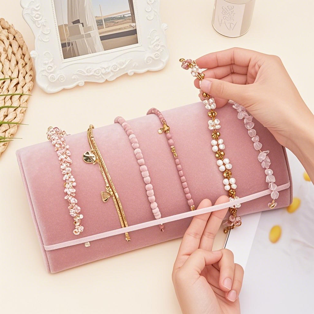 Zachte fluwelen armbandhouder, halfronde sieradenhouder, sieradenorganizer voor thuis, winkel, toonbank, fotografie en tentoonstelling.