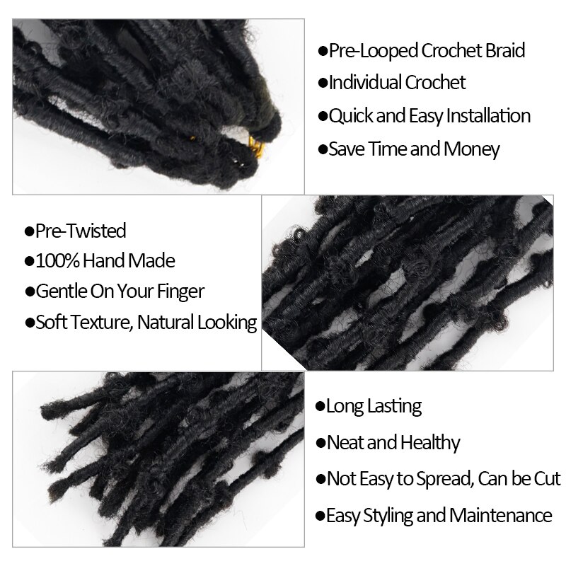 LISI GIRL Butterfly Lock Crochet 12 Inch Soft Faux Crochet Knitting Butterfly Twisted Braided Hair Synthetic Hair Extension