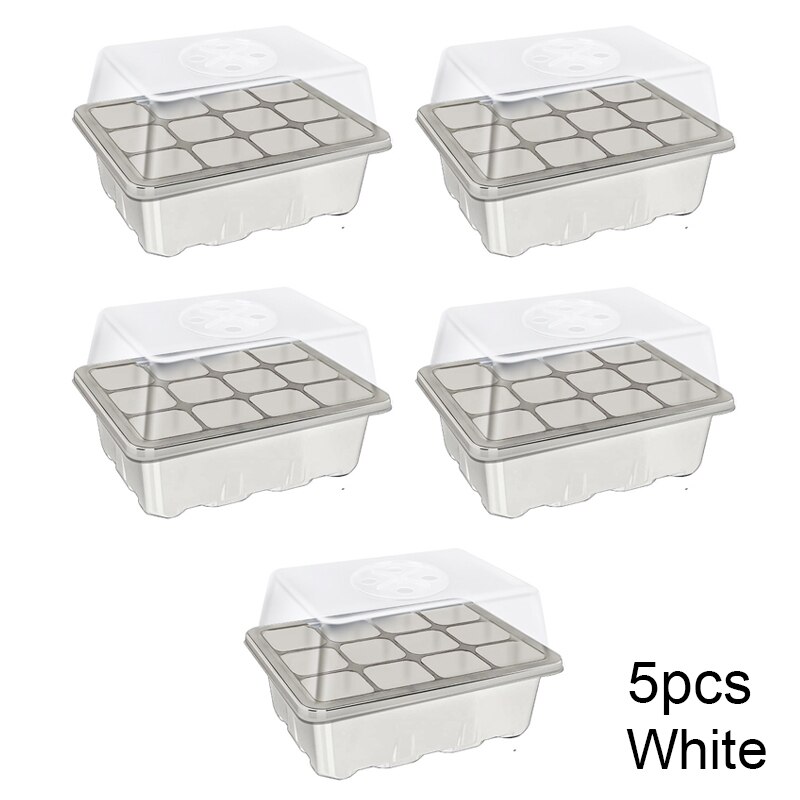 12-Hole Plant Nursery Pot Greenhouse Breeding Box Plant Flower Planter Box Propagation Gardening Planting Start Germination Box: 5PCS Transparent