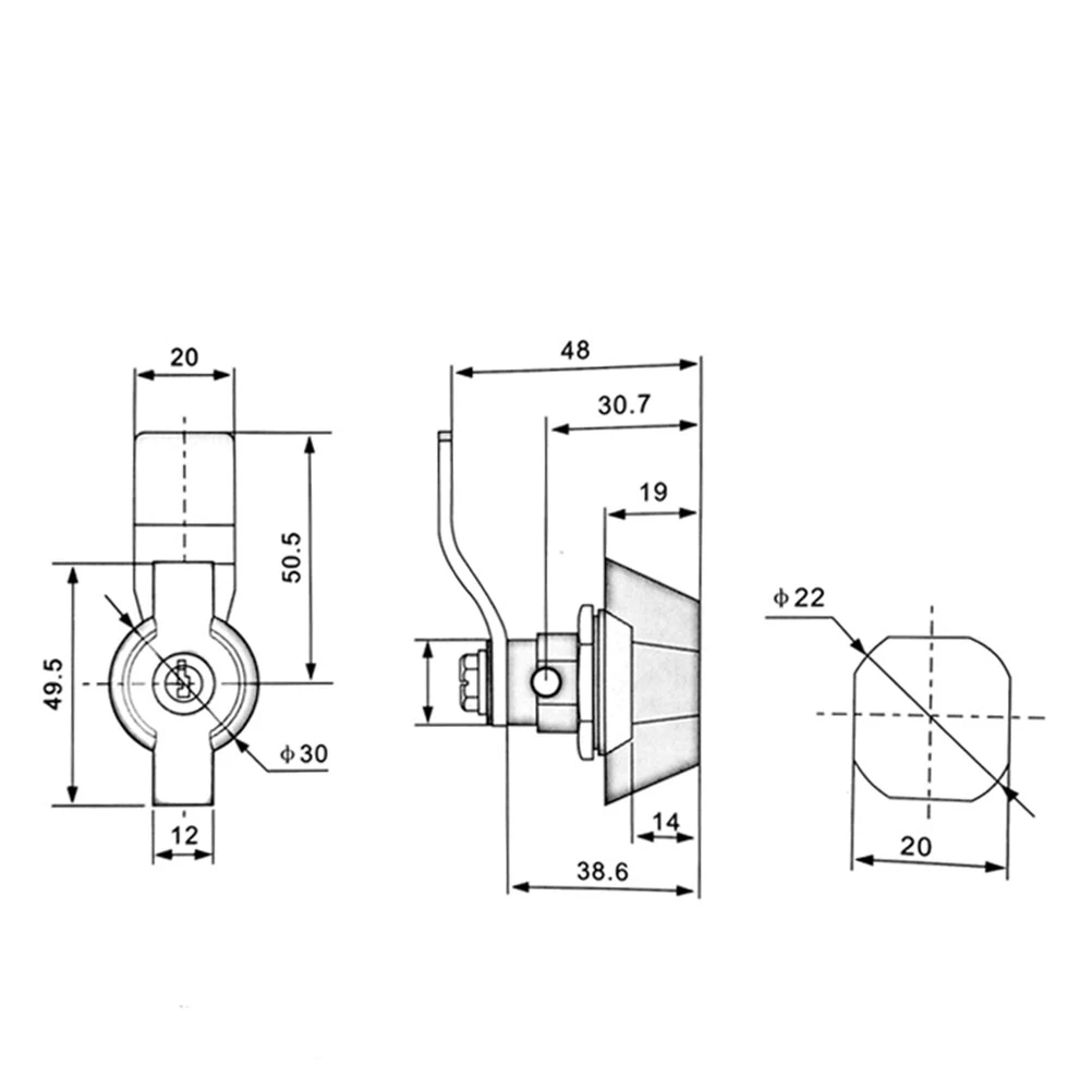 MS408-1 Distribution Box Lock Switch Cabinet Industrial Hardware Equipment Chassis Plug Core Lock Rotary Tongue Lock with 2 Keys