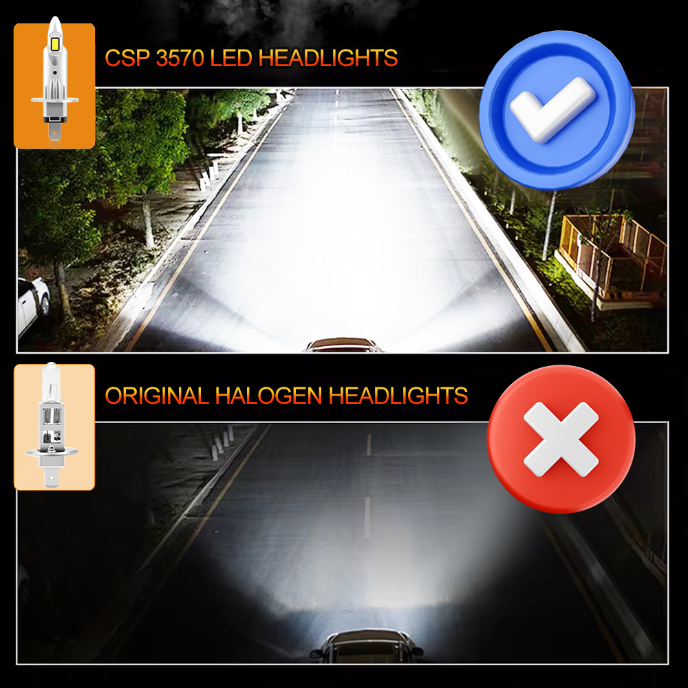 H1 LED-Lampen Autoscheinwerfer 800000 LM 1000 W weißes H4-Nebelscheinwerfer H7 H11 9005 9006 Plug-and-Play-Mini-LED-Lampen mit integriertem Antrieb, 2 Stück