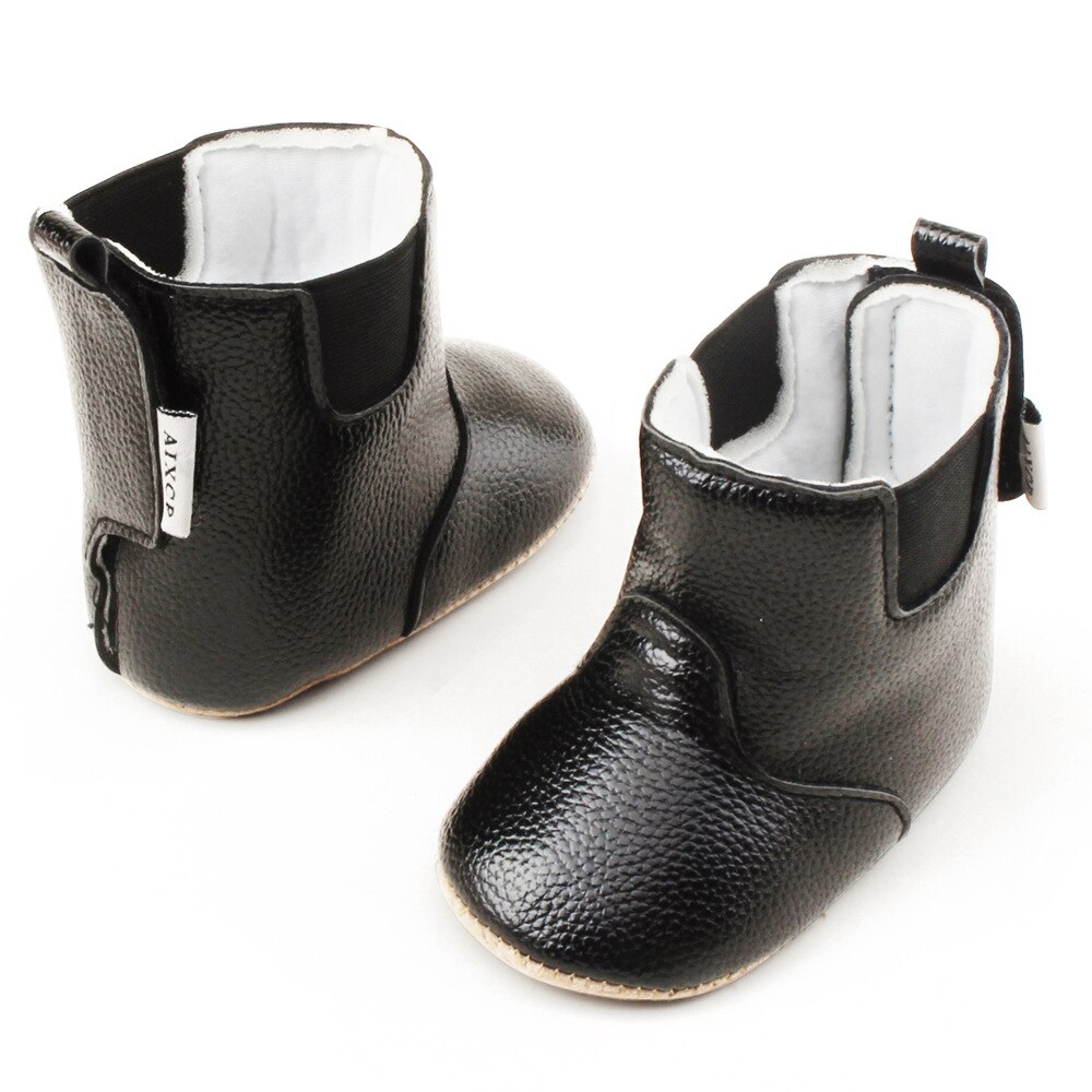 Herfst winter effen pu leren baby mocassins laarzen voor babymeisjes jongens eerste loopschoenen laarzen 0-18 maanden