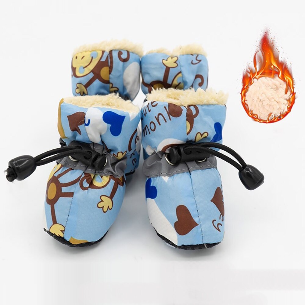 Warm Pet Dog Cat Winter Shoes For Dogs Non-slip Dog Snow Boots Chihuahua Shih Tzu Shoe Zapatos Perro Best Selling: blue / 4.2x3.6cm