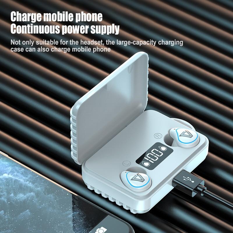 Tws sports trådløs bluetooth hovedtelefon 2000 mah ladeboks headset vandtæt øretelefon hifi stereo android ios pc øretelefoner