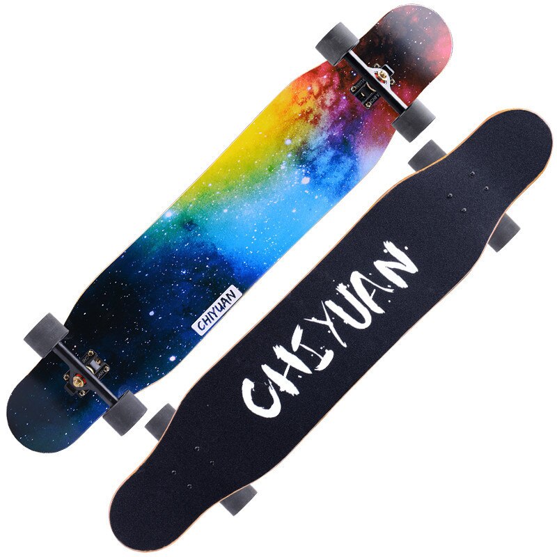 Standard Longboard Skateboards for Beginners Kick Skate Board Maple wood dance board road travel brush street 118cm: E