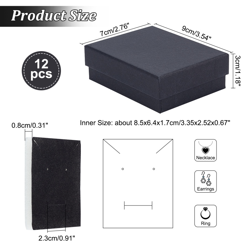 24 Stück Schmuckschatullen aus Pappe, 3,54 x 3,54 x 1,18, quadratische Kartons aus Papier, Kraftpapier, Geschenkverpackungsbox für Weihnachten: Orange