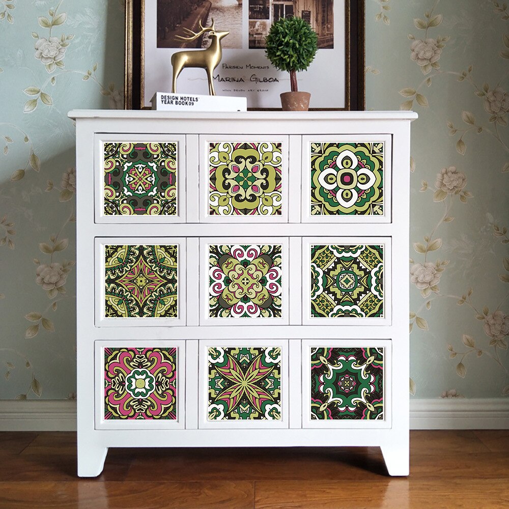 Table Masking sticker Kitchen bathroom deco waterproof DIY self-adhesive PVC wallpaper Retro thick pattern tile stickers custom