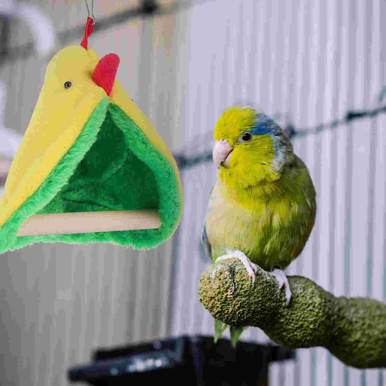 2 Sets Triangle Bird's Nests with Bird Standing Frame Bird Parrot Triangle Standing Nest