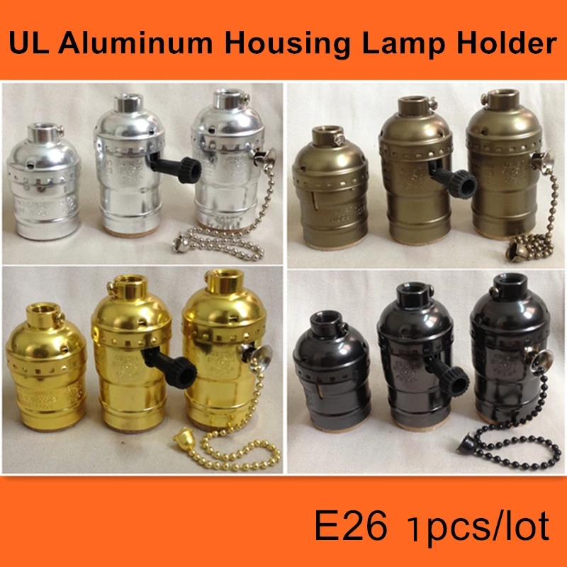Aluminiumsockel  e26 ul lamphållare 110v/220v amerikanska små lampsockelbrytare gör-det-själv lamptillbehör
