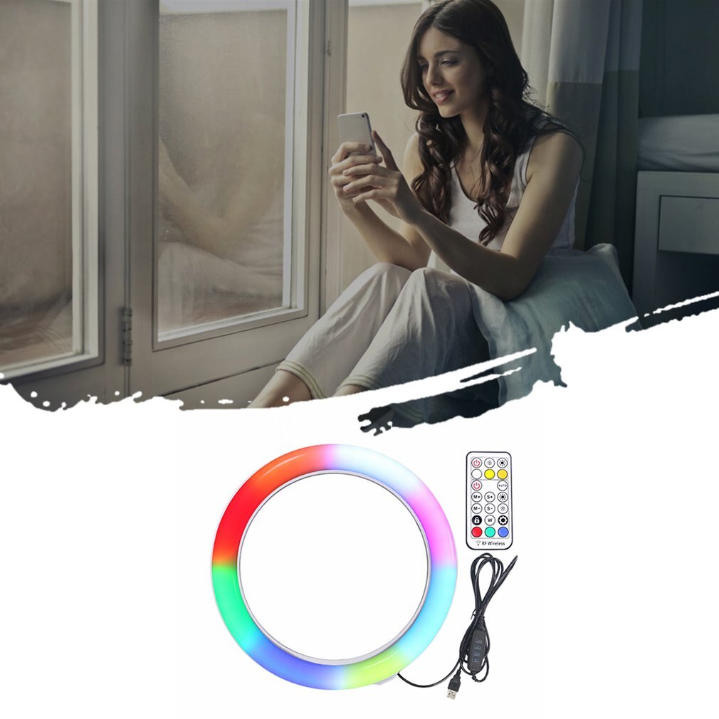 10 Cal płaski pierścień światła Selfie uroda fotografia telefon komórkowy na żywo światło siedem kolorów temperatury RGB wypełnić światło
