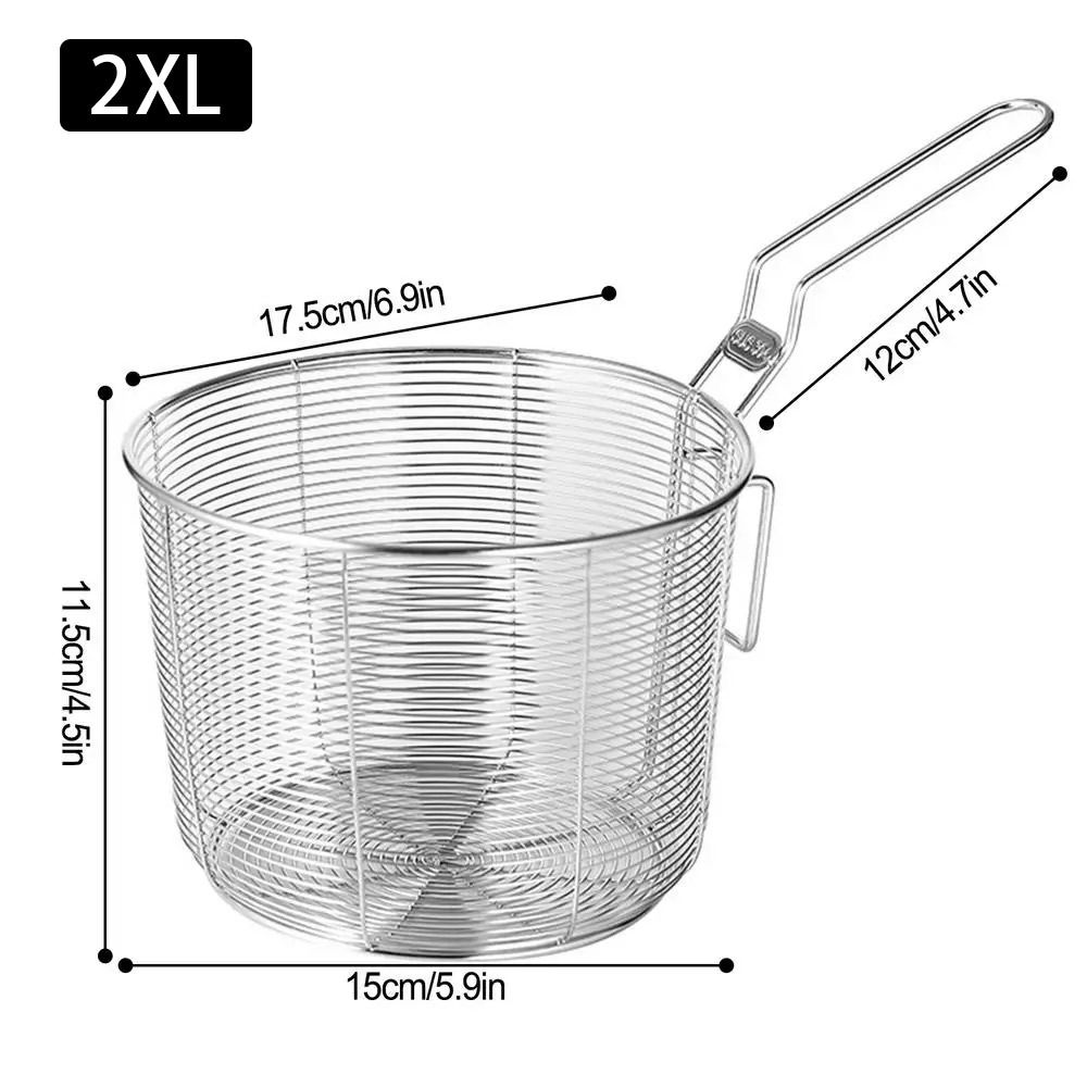 Mini Deep Frying Basket with Handle 304 Stainless Steel Strainer Mesh Chip Filter Fryer Chip Serving for Dumplings French Fries: Blue