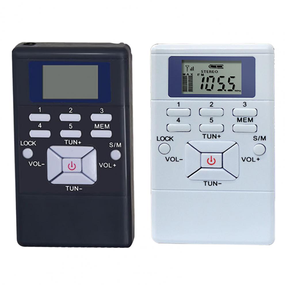 HRD-102 Digital Radio Mini LCD Display 24-hour Digital Clock Stereo FM Radio Receiver With Earphones for the Aged Pocket Speaker