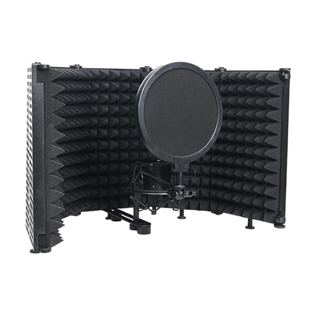 Foldable 5 Panel Mic Sound Absorbing Foam Wind Screen Studio Microphone Shield Shockproof Mount Vocal Booth Broadcast Recording