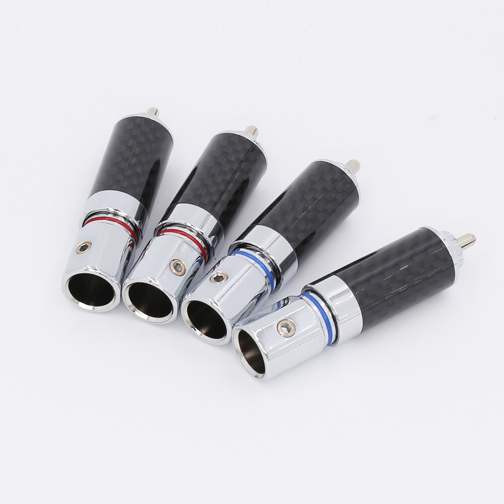 4Pieces Hi-End rhodium plated Carbon Fiber RCA Plug Connector