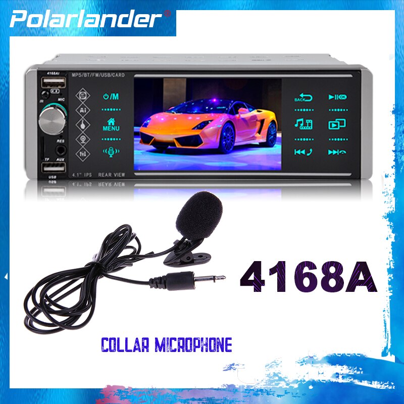 1din Mp5 Player Touch Car Radio Bidirectional Interconnection RDS AM FM 4-USB 5.1 Inches Support Android 10 Mirrorlink Bluetooth: 4168A with mic