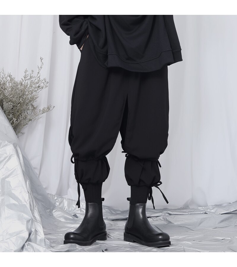 Jesienne codzienne męskie spodnie, męskie spodnie rybaczki, modne męskie niszowe wzornictwo Yamamoto dwuwarstwowe uwięzi luźny straigh