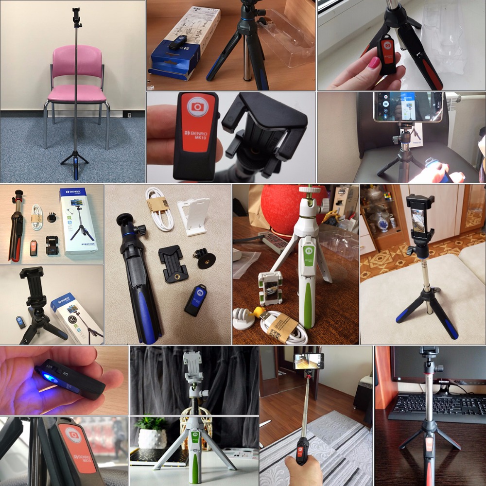 BENRO MK 10, palo de Selfie plegable de 33 pulgadas con espejo trasero, Control de réplica de Bluetooth Para iphone 8 plus, Gopro 6, go pro, xiaomi