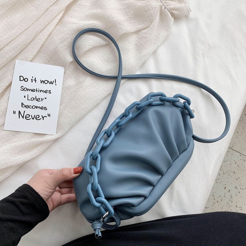 Candy Kleur Pu Lederen Schoudertas Messenger Bags Voor Vrouwen Kleine Crossbody Tas Reizen Keten Tas Handtassen En Portemonnees: Large blue